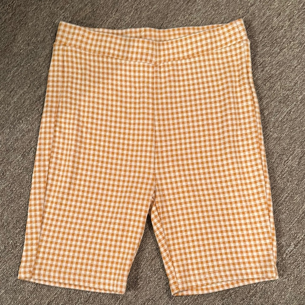 Gingham Tan/Dark Yellow Women's Shorts - Picture 1 of 11